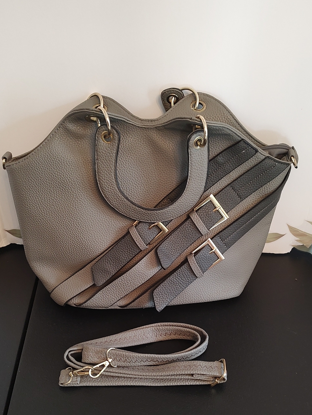 Triple Buckle Decorated Bag